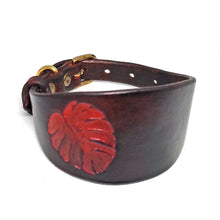 Load image into Gallery viewer, Iggy, Italian greyhound dog collar with embossed monstera leaf. Personalisation option
