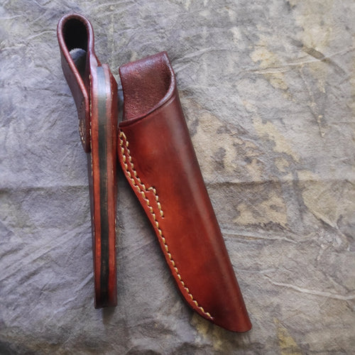 Handmade knife leather sheath - short hunting knife