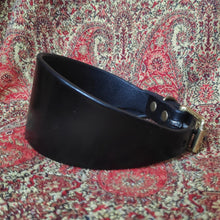 Load image into Gallery viewer, Whippet, Greyhound, hound handmade leather collar custom order. Hand made and dyed collar from veg tanned cow leather. Buckle in solid brass with steel pin. Colour Purple
