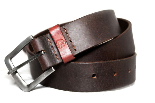 Handmade dark brown oiled leather belt, buffalo leather, silver buckle, wide and thick  Edit alt text