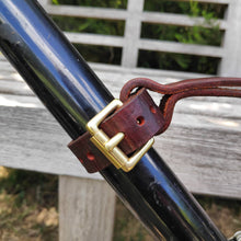 Load image into Gallery viewer, Leather bicycle lifter, hand made in Australia, brass buckle, thick leather, durable, urban cycling
