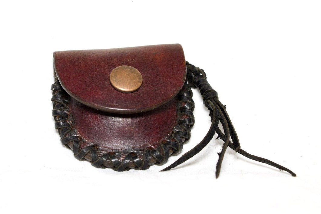 handmade leather laced key ring coin purse