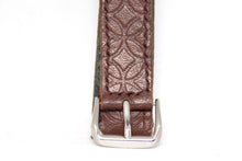 Load image into Gallery viewer, Hand made and hand stitched embossed kangaroo leather watch strap in brown, made in Australia, 20mm, circle pattern
